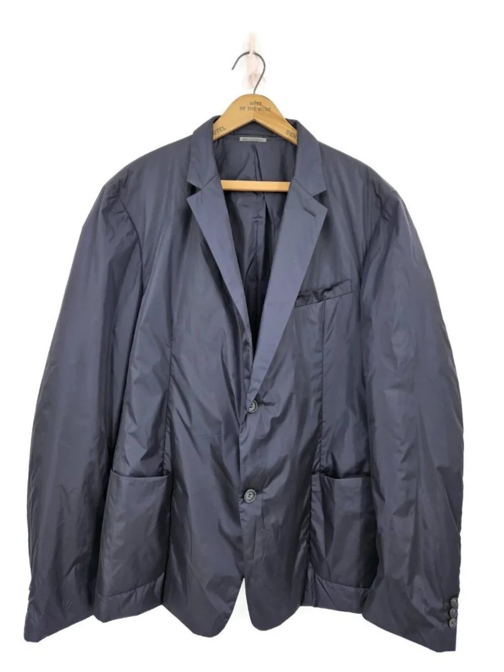 New Prada Navy Blue Nylon Jacket Mens Size 58 Blazer Sportscoat Pockets